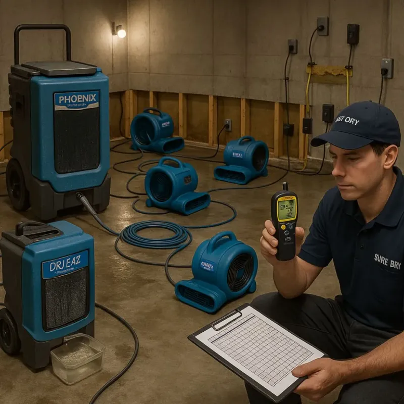 Structural Drying and Dehumidification process in Crump, TN